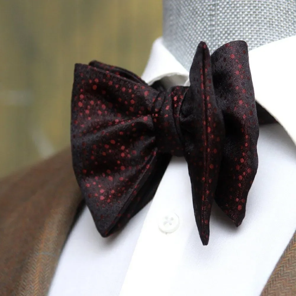 Men's Self-tied Bow‎ Tie Black Silk Bow tie Big Butterfly Bow tie S668